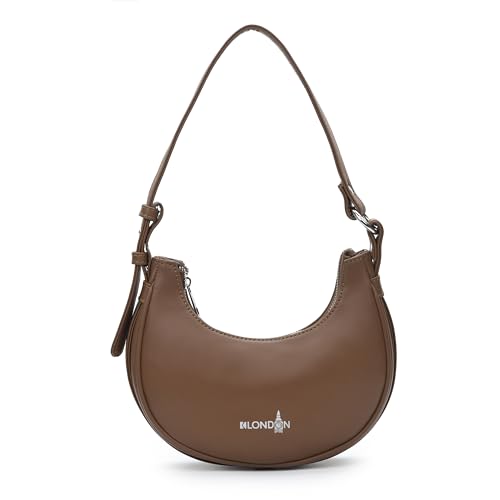 Image of K London Women's Vegan Leather Half Moon Bag | Stylish Black Shoulder Hobo | Compact Baguette Purse for Office, Casual, Party & Travel Use