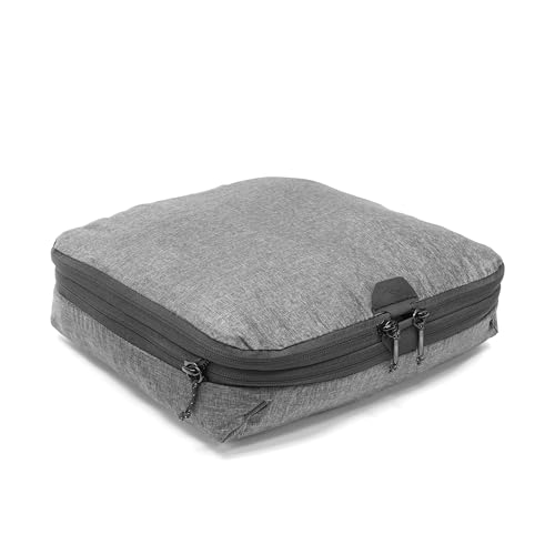 Peak Design Packing Cube, Charcoal, Weatherproof Luggage Cube with Dual Compartment Organization, Expansion and Compression, Zipper Opening, Travel Organizer for Men and Women, Size M