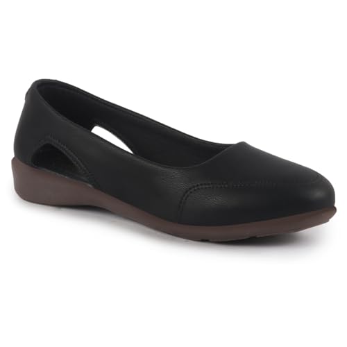 Image of FAUSTO Women Stylish Backless Casual Ballets | Low Heel Cut-Out Slip-On Ballerinas | Comfortable Walking Flats Sandals | Memory Cusion Insole