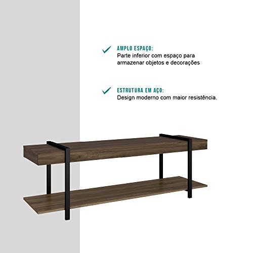 Rack para Tv até 65'' Madeirado e Tubos Pretos Carraro