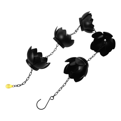 VICASKY Iron Rain Chain Metal Rainwater Guide for Drainage Outdoor Decorative Replacement for Downspouts Black Metal Shaped Rain Chain