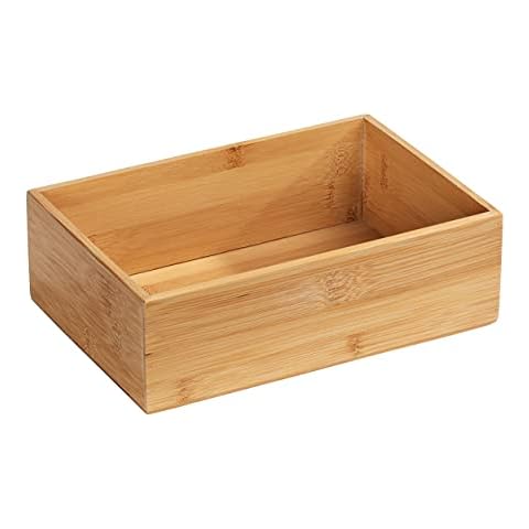 WENKO Terra Bamboo Organiser Box with Compartments Cover