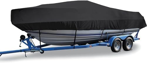 Housse de bateau imperméable en toile robuste coque en V et runabout 210D noir