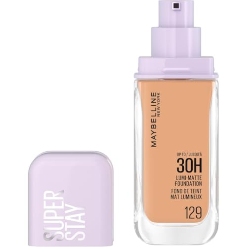 Maybelline New York - Fond de Teint Liquide Longue Tenue - Ultra-Résistant - Fini Mat Lumineux - Enrichi en Acides Aminés - Tous les Types de Peau - Superstay 30H Lumi-Matte - Teinte : 129 - 35ml