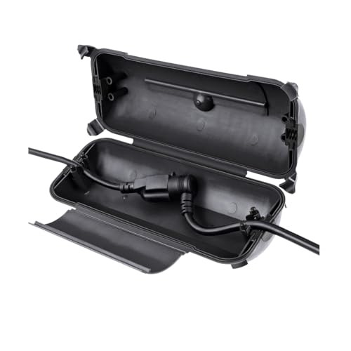 Image of Flemoon Outdoor Extension Cord Safety Cover, IP44 Waterproof Electrical Box | Waterproof Protector Seal, Weatherproof Electrical Connection Box for Outlets, Plugs, Sockets, Holiday Decorations, Black