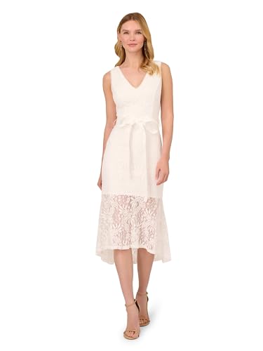 Image of Adrianna Papell Women's Lace Midi Flounce Dress