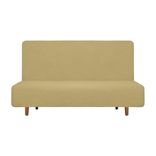 Housse de canapé-lit sans accoudoirs extensible beige 120-150cm en polyester