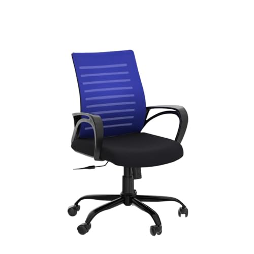 Image of beAAtho Verona Mesh Mid Back Ergonomic Home Office Chair with 3-Years Limited Warranty, Tilting & Height Adjustable Mechanism, Heavy Duty Metal Base Ideal for Office Work & Study (Blue)