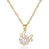 BYETOCE Christmas Spinning Pendant Necklace Gold Rotatable Reindeer Charm Jewelry with Sparkling Cubic Zirconia Xmas Pendant Fidget Choker for Women Dainty Christmas Jewelry Gifts