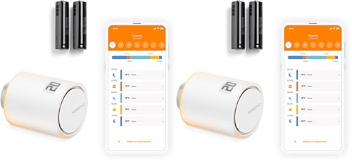 Netatmo Smartes Heizkörperthermostat WLAN, Zusatzmodul für das Smarte Heizkörperthermostate Starterpaket und für den Smart Thermostat, Energie sparen & Komfort steigern, NAV-AMZ (Packung mit 2)