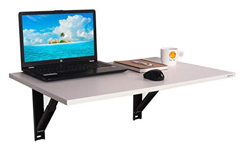 Image of Madhuran Engineering Wood Folding Wall Mount Study Office Laptop Table Stand Lapdesk (Matte, White) / Home Work Desk Multipurpose Organizer Reading Foldable Accessories