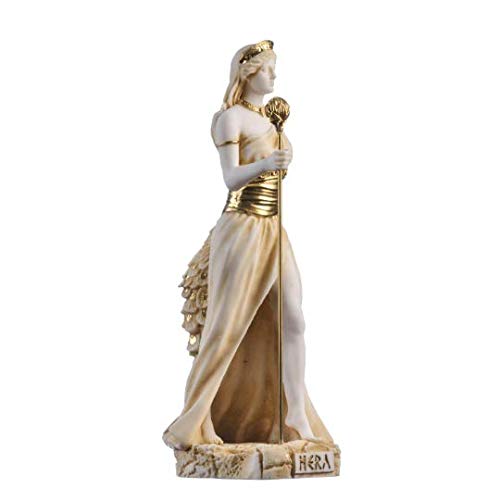 BEAUTIFUL GREEK STATUES Hera Diosa del Matrimonio, Mujeres, Parto y Familia Alabastro Tono Dorado 22 cm