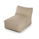 80 Oak Premium XXL Outdoor Sitzsack-Liege mit Memory Foam Füllung, wetterfest & UV-beständig, 600D Oxford Nylon, für Garten, Balkon, Pool (Beige/Hellgrau/Dunkelgrau) (Beige, Sitzsack kurz)