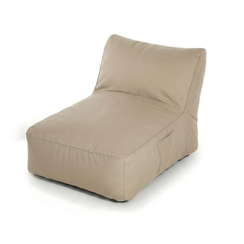 80 Oak Premium XXL Outdoor Sitzsack-Liege mit Memory Foam Füllung wetterfest & UV-beständig 600D Oxford Nylon für Garten Balkon Pool (Beige/Hellgrau/Dunkelgrau) (Beige Sitzsack kurz)