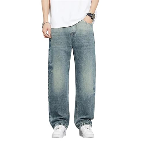Mens Jeans Spring Summer Straight Leg Loose Vintage Soft Denim Pants Casual Comfortable Trousers