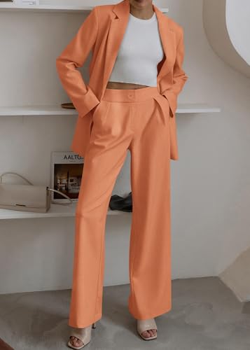 image for KIRUNDO Women's 2025 Spring Fall 2 Piece Blazer Set Casual Loose Long 