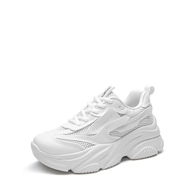 DREAM PAIRS Zapatillas Mujer Casuales Zapatos Deportivos Tranpirables con Plataforma de 6.35cm con Suela Ligera de EVA Size 38.5 Blanco SDFN2406W