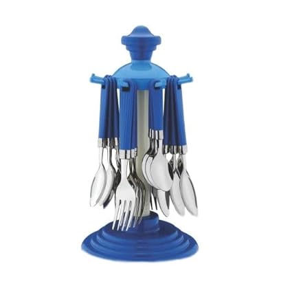 Glare GA-343 24 Pcs Stainless Steel Cutlery Set for Dining Table | 6Pcs Dessert Spoon | 6Pcs Tea Spoon | 6Pcs Fork Spoon | 6Pcs Butter Knife | Opel