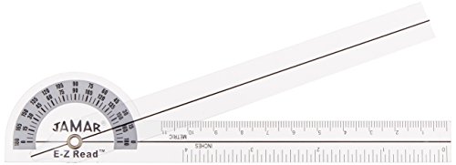 Jamar EZ Read 6.75' (17cm) Goniometer, Easy to Read Manual Hand and Finger Range of Motion Tool for Angle Measuring, Transparent Protractor for Accurate Measuring, Inch & Centimeter Linear Measurement