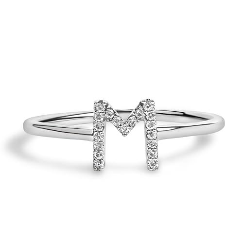 10K White Gold Diamond Accent Initial "M" Ring - Size 6
