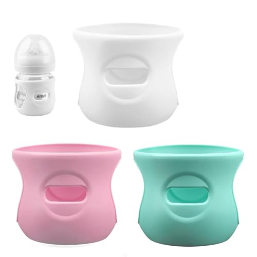 Image of longjunjunfashion 3 Pack Silicone Sleeves for Avent Natural Glass Baby Bottles, Anti Breakage Baby Bottle Holder, Compatible Baby Bottle, BPA Free (4 Ounces Three Colors)