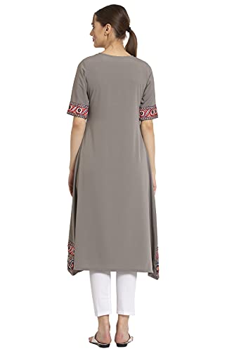 Image of Women's Crepe Skinny Kurta (ALC9118GREY1 Grey M)