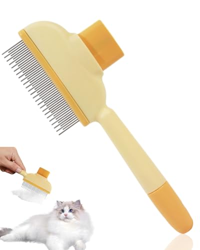 TPZORJX Fellblitz Bürste Selbstreinigende Haustierbürste Für Lang- Und Kurzhaarpflege,Katzen Bürste,Haustierkamm Zum Entfernen Von Matthaar,Knoten Und Verwicklungs Detangler Werkzeugzubehör-Orange