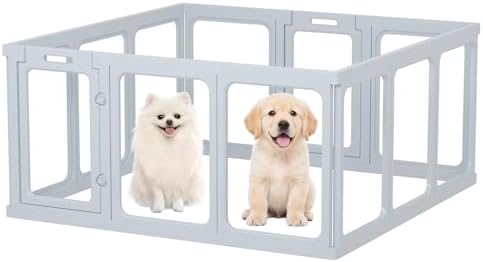 Gardner Pet Acryl Welpenauslauf, 60 cm, 12 Panels, Grau | Transparent, Faltbar, Mit Saugnäpfen, Für Welpen, Kaninchen, Katzen, Schweine