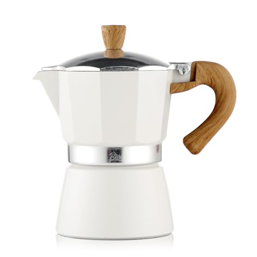 Image of Bincoo Espresso Maker Stovetop,Camping Moka Pot 2 Cup /120ML,Stove Top Espresso Italian Coffee Maker,Easy to Use (White)