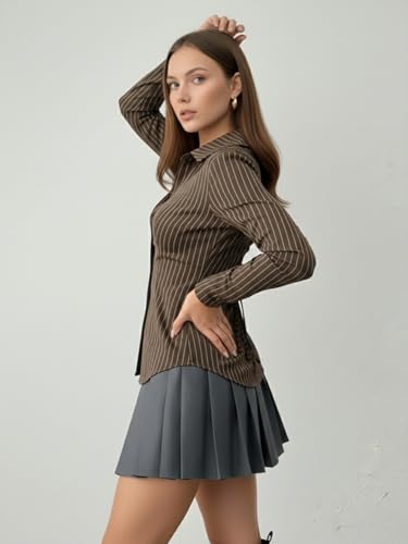 Image of Aahwan Stipred Front Button Long Sleeve Casual Shirt for Women's & Girl's