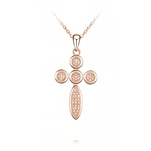 Preisvergleich Produktbild Quadiva E! Damen Halskette Kreuz verziert mit Kristallen (rosegold)