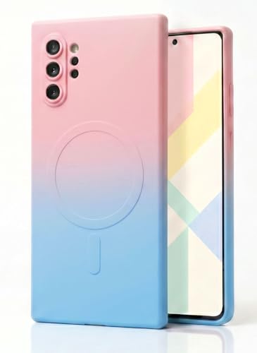 Image of amazon basics Gradient Mag-Safe Case for Samsung Galaxy Note 10 Plus | Soft Silicone Shockproof Cover with Camera Protection | Slim Lightweight Design | Smooth Touch & Durable - Light and Dark Pink
