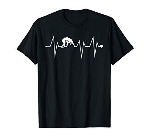 Funny Wrestling MMA Wrestler Heartrbeat Heart Pulse Rate EKG T-Shirt