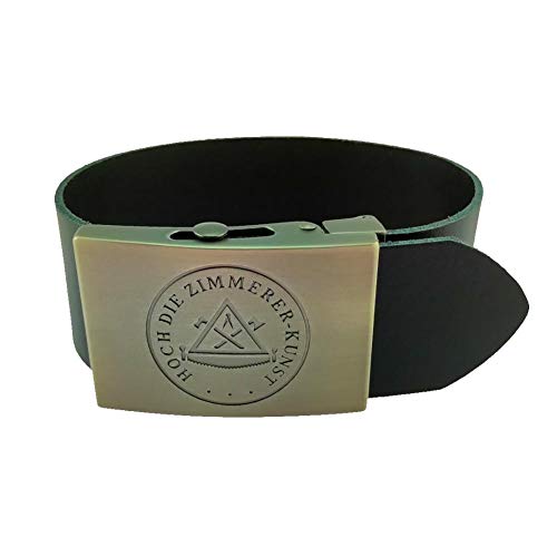 GravurManufakturBerlin Hosengürtel Zimmerer Zimmermann Handwerk Zunftzeichen Ledergürtel 4 cm breit Einheitslänge kürzbar
