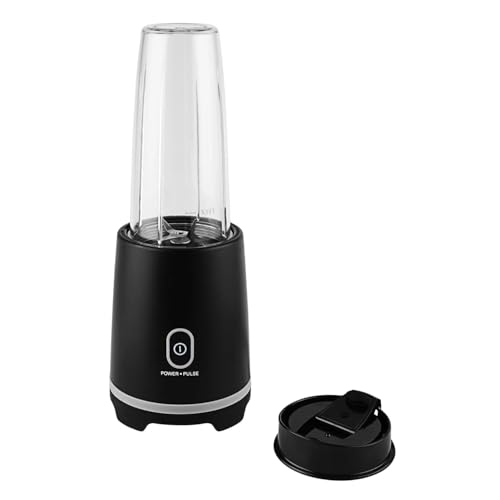 Black Single-Serve Blender with 1 Travel Lid, Portable Blender for Shakes and Smoothies, Stainless Steel Blades, 16 oz, New