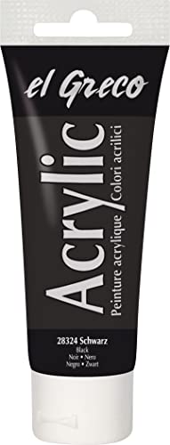 KREUL 28324 - El Greco Acrylic 75 ml Tube in schwarz hochpigmentierte glänzende Acrylfarbe in Studienqualität buttrig vermalbar für pastose Malerei