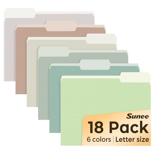 SUNEE File Folders, 18 Pack Manilla Folders 8.5 x 11, Colored File Folders Home Office School Supplies for Documents Files Paper, 6 Morandi Colors