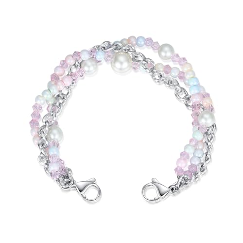 mnmoom lnterchangeable Medical Alert Bracelets-Stainless Steel Chain with lobster clasps-Just Chain (Pink Triple beading Chain-7 in)