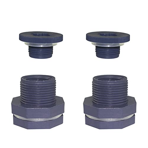 2 Pieces 1/2 Inch Pvc Bulkhead Fitting Water Tank Connector Adapter Fitting With Plugs For Water Tanks Rain Barrels Aquariums (1/2"-2Pcs) #TOP15