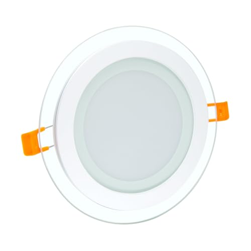 G.W.S® 18W Dimmable Crystal Glass Edge Round Circle LED Recessed Flat Panel Downlight Ceiling Light Day White (6000K), LED Driver Included