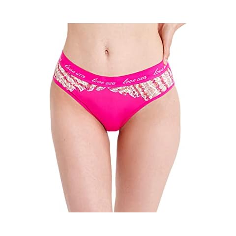 UCA Lingerie Hipster Panties for Women Printed Lace Briefs(S,Bright Fuchsia) Cover
