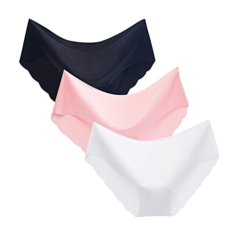 Color transpirable seda damas 3PC sólido cintura media ropa interior no, a, XL