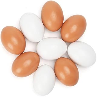 HAKACC Easter Wooden Eggs 9PCS Fake Eggs with 2 Colors for Drawing Easter Eggs or Home Decor