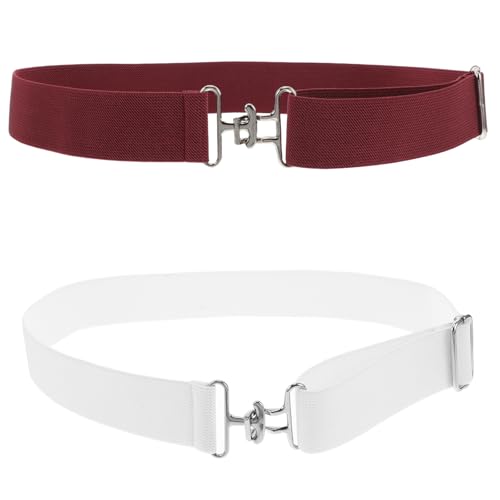 Mipcase 2 Cinturones Elásticos Ajustables para Mujer y Hombre Cinturón Ecuestre de Cintura Elástico Hebilla Tipo Tiburón Adecuado para Montar a Caballo y Deportes Ecuestres Colores