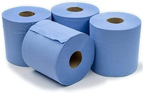 Maecena Centrefeed Blue Rolls - 2 Ply 6 Pack Embossed Pattern Paper Towels - Strong and Absorbent Tissue Paper Roll - UK Supplier Perfect for Commercial and Kitchen Use