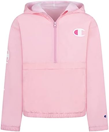 Champion Heritage Girls Kids Clothes Windbreaker Jacket With Hood (X-Large, Solid Pink Candy)