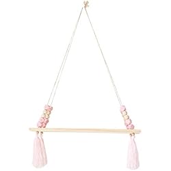 Macetero Nordico Ikea GJX - Estantería flotante para pared con cuerda de almacenamiento nórdica, tablón de madera con borla, para colgar en la pared, decoración flotante, estante para macetero