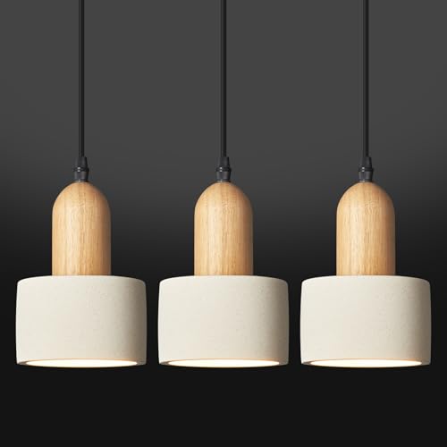 LBSQJ Modern Cement Pendant Lights White Chandelier Wooden Ceiling Lights