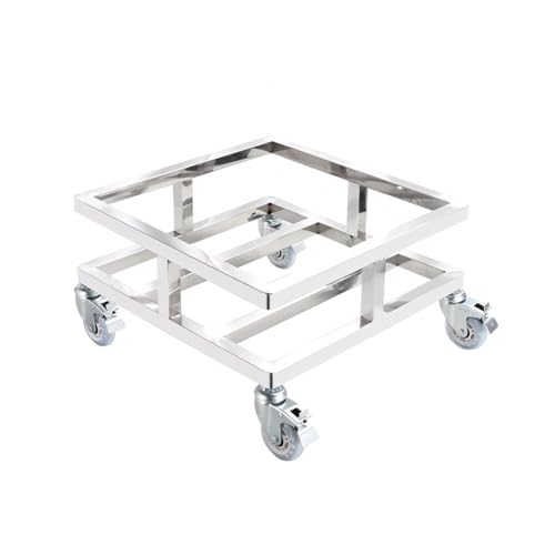Portavasi in acciaio inox resistente con ruote, carrello multiuso quadrato per una facile conservazione e mobilità, ideale per uso domestico e giardino