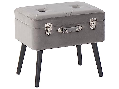 Tabouret en velours gris Beliani pour optimiser un petit salon